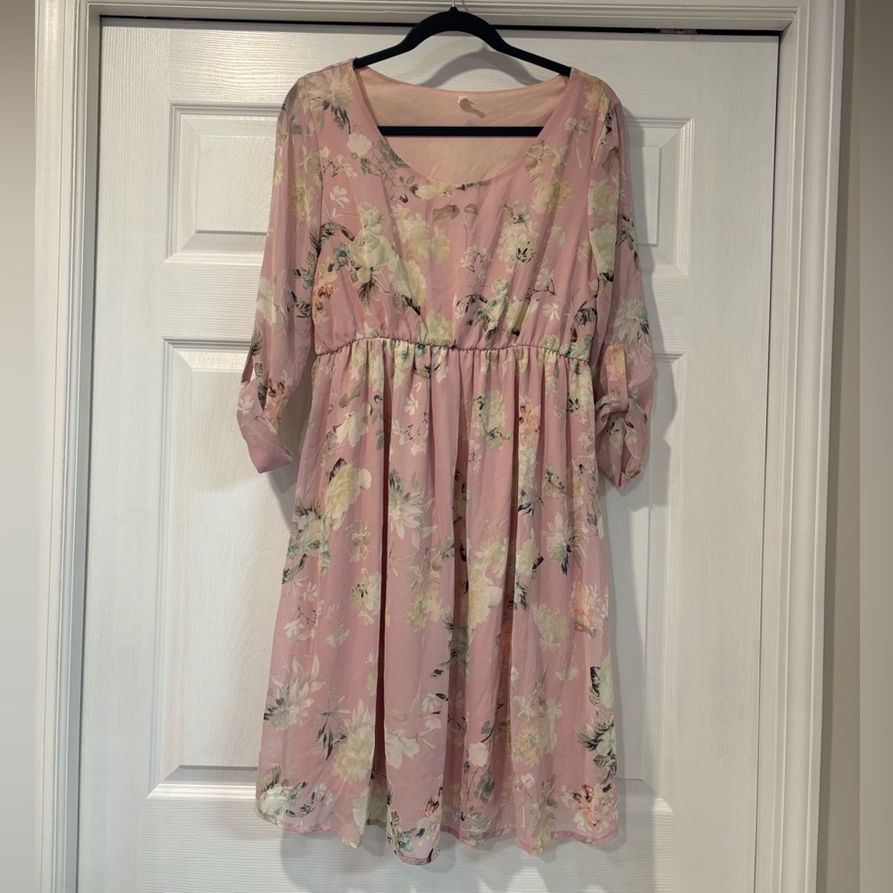 Pinkblush Blush Floral Maternity Midi Dress